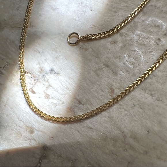 14k Solid Gold Adjustable Length Wheat Chain “adjusts up to 22 inches long” - Picture 3 of 7